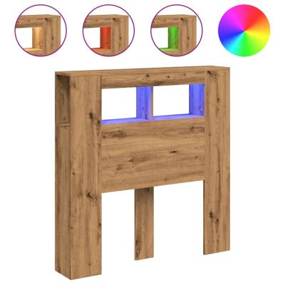 Hoofdeinde met LED 180x18,5x103,5 cm hout artisanaal eikenkleur