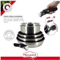 Kookgereiset - Inductie - MENASTYL - 7930018 - Roestvrij staal - 6-delig - Afneembare handgreep - Grijs - thumbnail