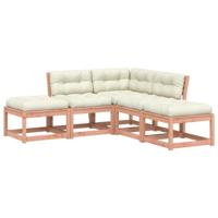 5-delige Loungeset met kussens massief douglashout - thumbnail
