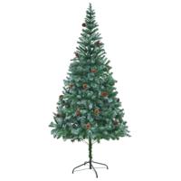 VidaXL Kunstkerstboom met dennenappels 210 cm - thumbnail