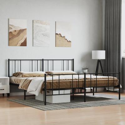 Bedframe met hoofd- en voeteneinde metaal zwart 193x203 cm Bedframe met hoofd- en voeteneinde metaal zwart 193x203 cm