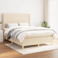 Boxspring met matras stof crèmekleurig 140x190 cm - thumbnail
