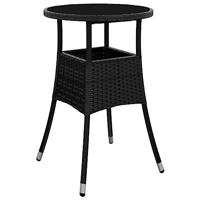 3-delige Tuinset met kussens poly rattan en glas zwart - thumbnail