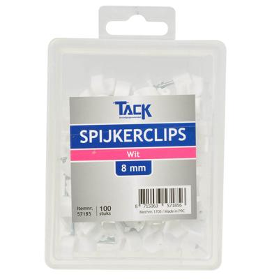 Spijkerclips wit 8mm 100 stuks