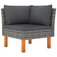 3-delige Loungeset poly rattan en massief eucalyptushout - thumbnail