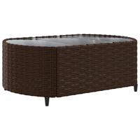 5-delige Loungeset met kussens poly rattan bruin - thumbnail