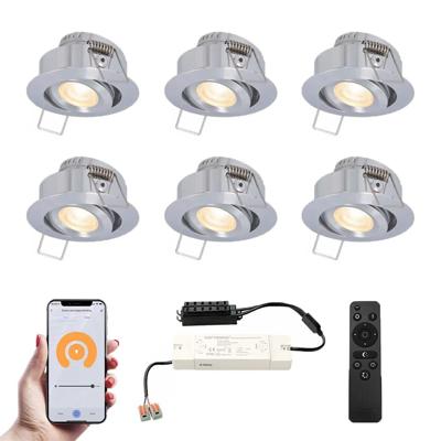 Set van 6 Sienna Smart LED Mini Inbouwspots - Veranda spots - 12V 3W 200lm - Dimbaar - Kantelbaar - Wifi & Bluetooth - 2700K - IP44 - RVS