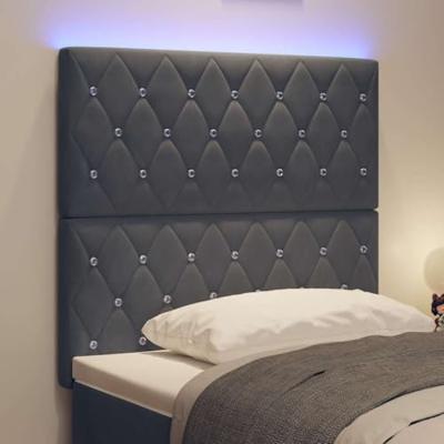 LED Hoofdbord met LED-striplichten Donkergrijs 90 cm Polyester