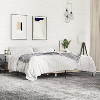 Bedframe bewerkt hout metaal sonoma eikenkleurig 200x200 cm - thumbnail