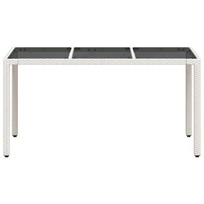 Tuintafel met glazen blad 150x90x75 cm poly rattan wit - thumbnail