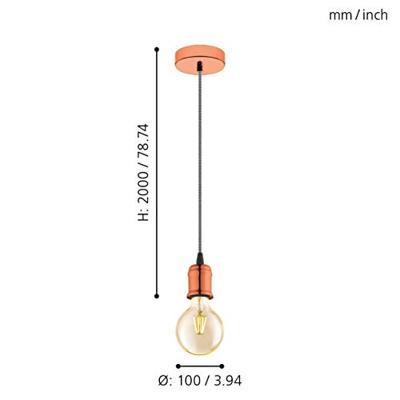 Eglo HanglampYorth pendel koperbruin met zwart wit snoer - 32542