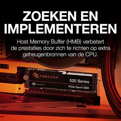 Seagate FireCuda 520, 1 TB, Interne SSD, M.2 PCIe Gen4 ×4 NVMe 1.4, met snelheden tot 5000/4850 MB/s, 3 jaar Rescue Services (ZP1000GV3A012)
