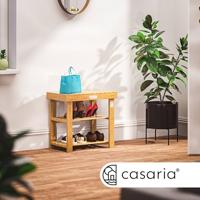 2-in-1 schoenenrek en bank gemaakt van acaciahout - 50 cm - thumbnail