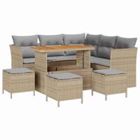 Tuinbankenset 9 pcs Beige poly rattan - thumbnail