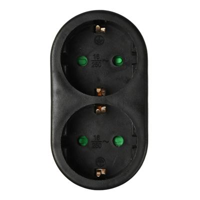 Randaarde stekkeradapter 2-voudig verticaal zwart - 6175905