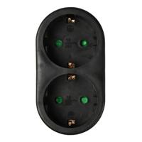 Randaarde stekkeradapter 2-voudig verticaal zwart - 6175905 - thumbnail