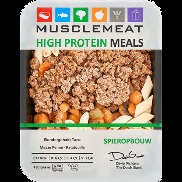Muscle Meat High Protein Meals Rundergehakt Taco Mezze Penne Ratatouille Spieropbouw 450 g bij Jumbo