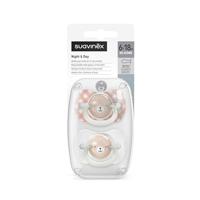Set van 2 symmetrische fopspenen - SUAVINEX - Night&Day Wild&Free - SX Pro - 6 tot 18 maanden - Roze - thumbnail
