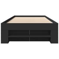 Bedframe bewerkt hout zwart 75x190 cm - thumbnail