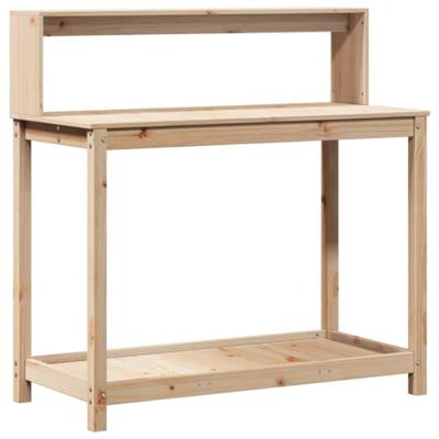 VidaXL Oppottafel met schappen 108x50x109,5 cm massief grenenhout