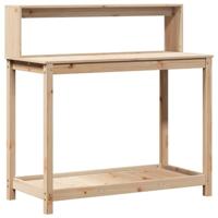 Oppottafel met schappen 108x50x109,5 cm massief grenenhout - thumbnail