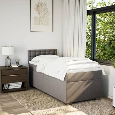 Boxspring met matras stof taupe 90x200 cm