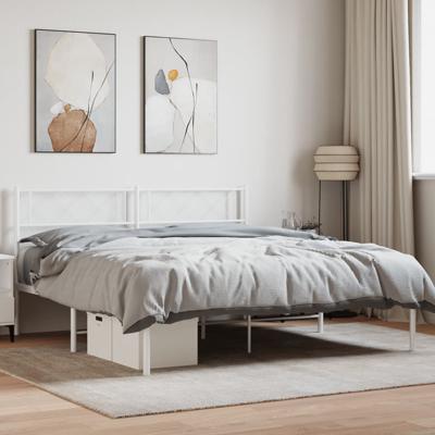 Bedframe met hoofdbord metaal wit 140x200 cm