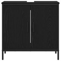 4 Delige Badkamermeubel Set Zwart Eiken Gefabriceerd Hout - thumbnail