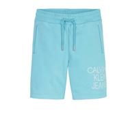 CALVIN KLEIN JEANS sweatshort van biologisch katoen lichtblauw/zwart - thumbnail