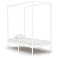 Hemelbedframe massief grenenhout wit 100x200 cm - thumbnail