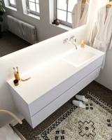 Mondiaz Vica 150cm badmeubel cale 2 lades wastafel Cloud rechts zonder kraangat - thumbnail