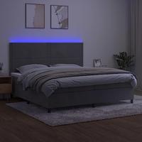 Boxspring met matras en LED fluweel lichtgrijs 200x200 cm - thumbnail