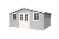 Outdoor Life Udo Blokhut 500x320 cm 28 mm vuren Platinum Grey-Wit gecoat- Zadeldak- - Outdoor Life - thumbnail