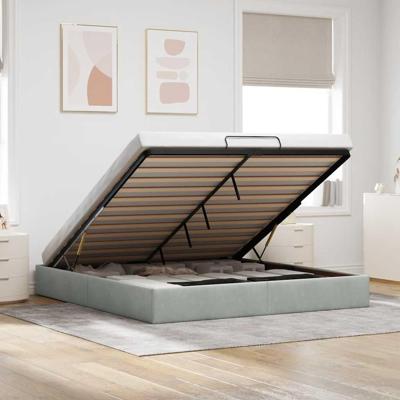 Ottoman bedframe zonder matras 200x200 cm fluweel lichtgrijs