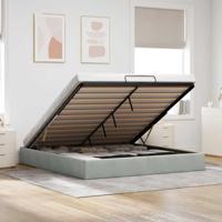Ottoman bedframe zonder matras 200x200 cm fluweel lichtgrijs - thumbnail
