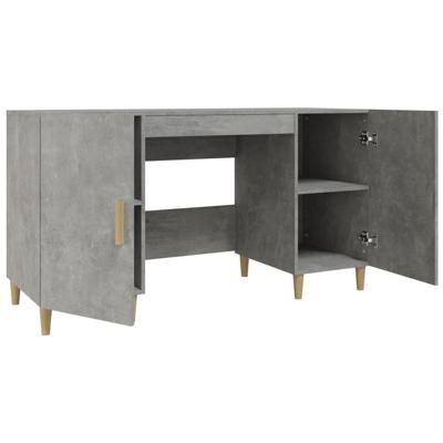 Bureau 140x50x75 cm bewerkt hout betongrijs - thumbnail