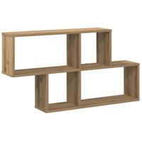 Wandschap 100x18x53 cm bewerkt hout artisanaal eikenkleurig - thumbnail