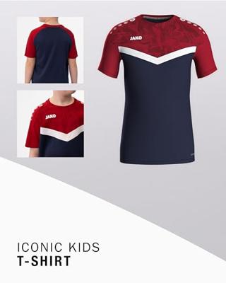 JAKO 6124K T-Shirt Iconic Kids - Marine/Chillrood - 140