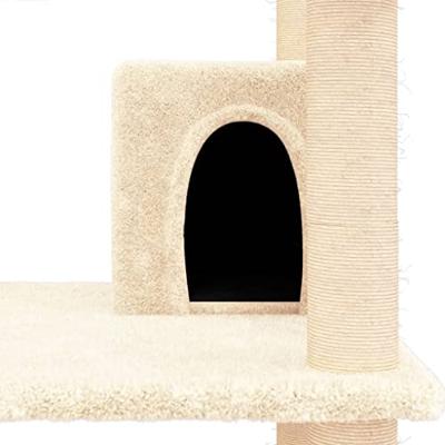 Bussandri Exclusive - Kattenmeubel met sisal krabpalen 162 cm crèmekleurig