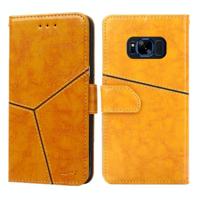 Voor Samsung Galaxy S8+ Geometrische stiksels horizontale flip TPU + PU lederen hoes met Holder & Card Slots & Wallet(Geel) - thumbnail