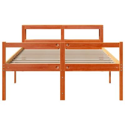 Bedframe met hoofdbord massief grenenhout wasbruin 150x200 cm