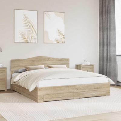 Bedframe met hoofdeinde Sonoma Eiken 180 x 200 cm Bewerkt hout