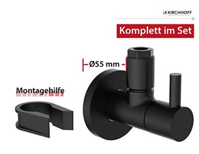 Schutte Design Hoekstopkraan van Messing | 1/2" x 3/8" of 10 mm | met Rozet| mat zwart - 98166120 - 98166120