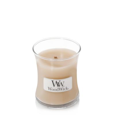 WoodWick Geurkaars Mini White Honey - 8 cm / ø 7 cm - Geurkaars in Glas - Houten Lont