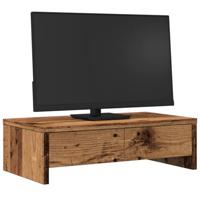 Monitorstandaard met lades 50x27x15 cm bewerkt hout oud hout - thumbnail