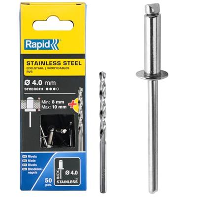 Rapid Blindklinknagels RVS | Ø4 x 14 mm | Incl. Boor | 50 Stuks - 5000395