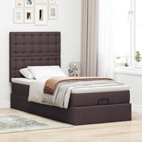 Ottoman bed met matras en LED's 80x200cm stof donkerbruin - thumbnail