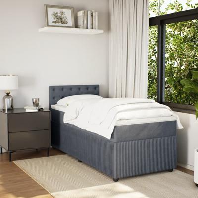 Boxspring met matras fluweel donkergrijs 90x200 cm - thumbnail
