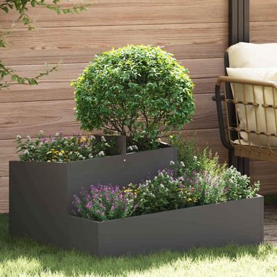 Tuin Bloempot Zwart 80 x 80 x 50 cm Koudgewalst staal
