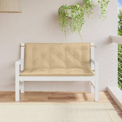 Tuinbankkussens 2 st 120x50x7 cm stof gemleerd beige Tuinbankkussens 2 st 120x50x7 cm stof gemleerd beige